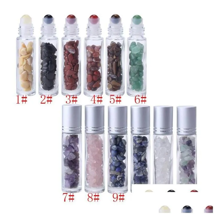 packing bottles natural gemstone  oil roller ball clear pers oils liquids roll on bottle with crystal chips drop delivery o