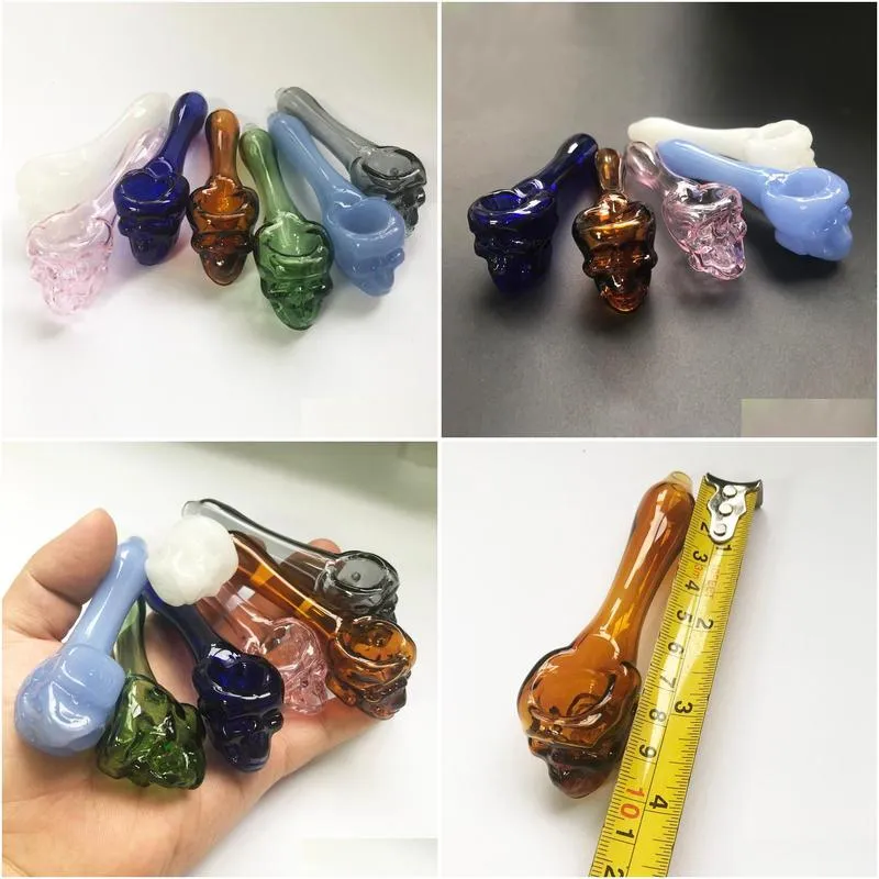 pyrex oil burner pipes spoon skull glass pipes hand pipe glass smoking pipes tobacco dry herb for silicone bong glass bubbler