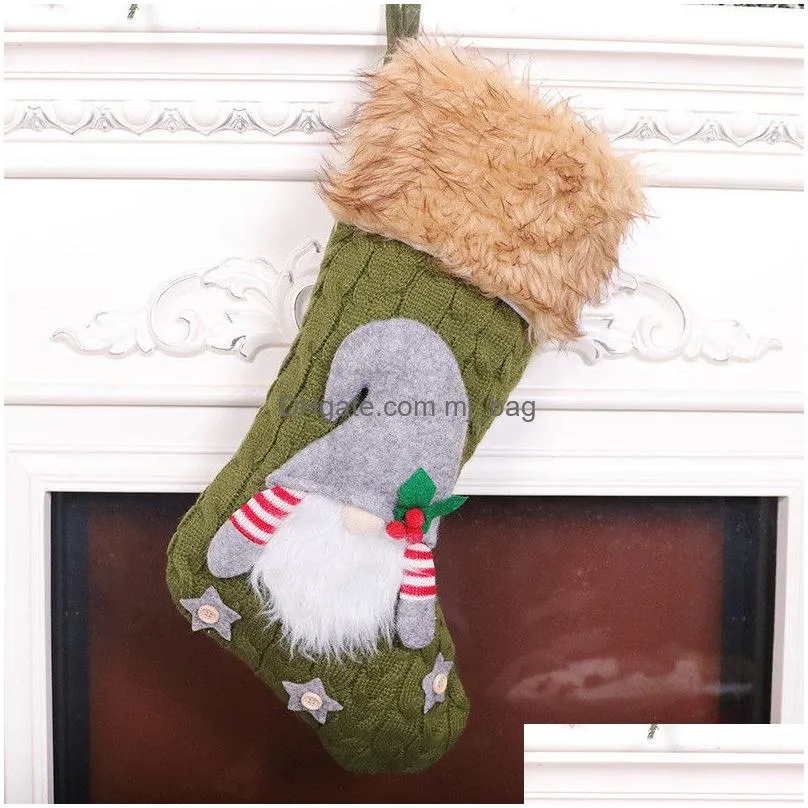 faceless doll knitting stocking large christmas knitted faceless santa gnome doll socks candy gift bag christmas decoration