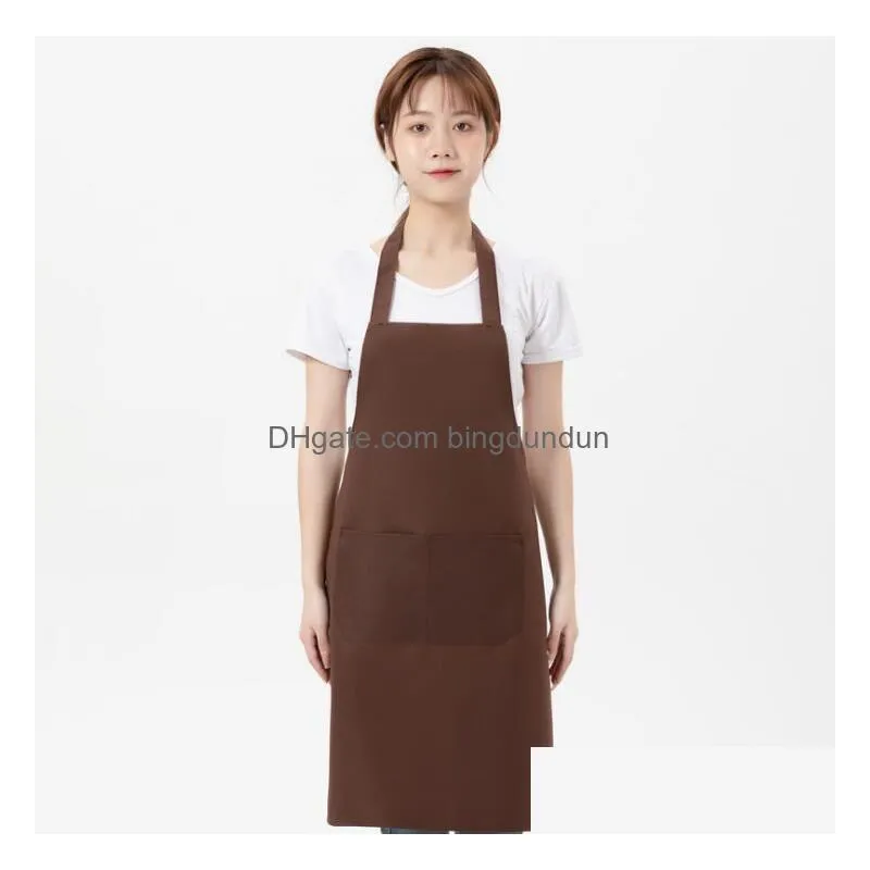 multi-color apron solid color big pocket family cook cooking home baking cleaning tools bib art