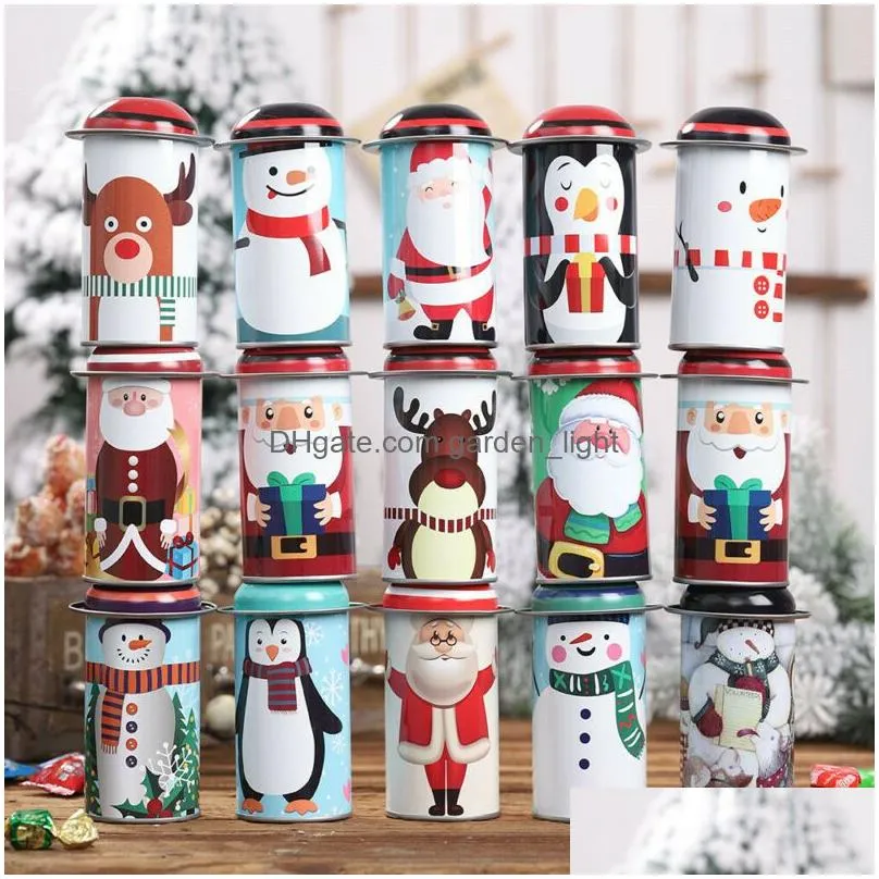 christmas candy tin box merry xmas santa claus snowman pattern snack candy storage boxes children sweets gift happy year home