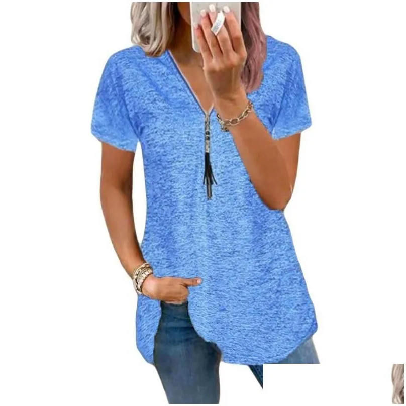 womens t-shirt sexy summer half sleeve lace shirt women casual zipper v neck loose t plus size comfortable sling elegant pullover