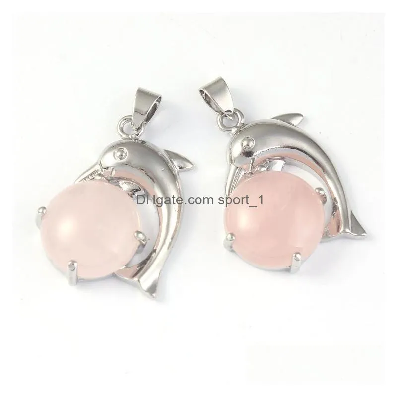 natural gem stone charms  shape pendants opal crystal rose quartz diy necklaces jewelry making wholesale