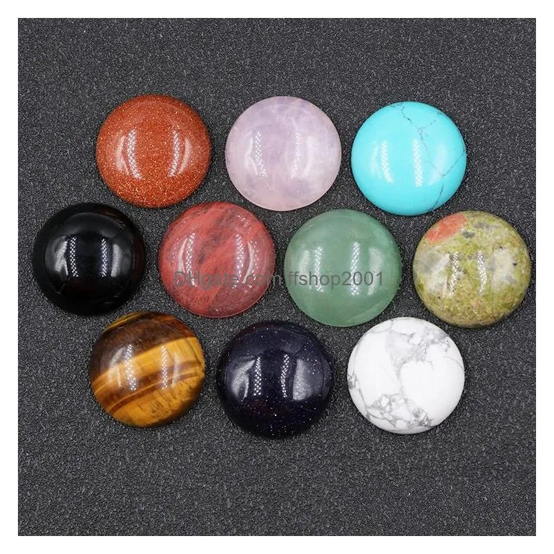 20mm mini round natural stone carving cabochon crystal polishing gem healing jewelry diy acc