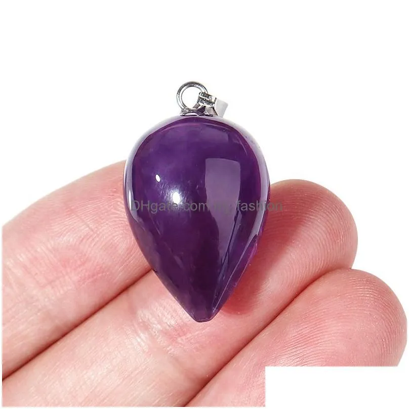 natural amethysts circular cone shape crystal rose quartz stone charms waterdrop pendants for jewelry making