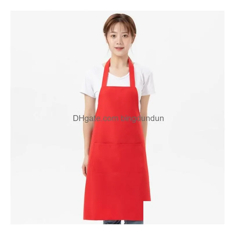 multi-color apron solid color big pocket family cook cooking home baking cleaning tools bib art