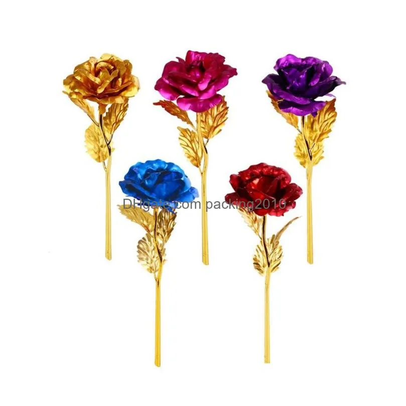 24k gold foil plated rose aluminum foil plated rose valentines day gift lover rose christmas day gifts home decoration