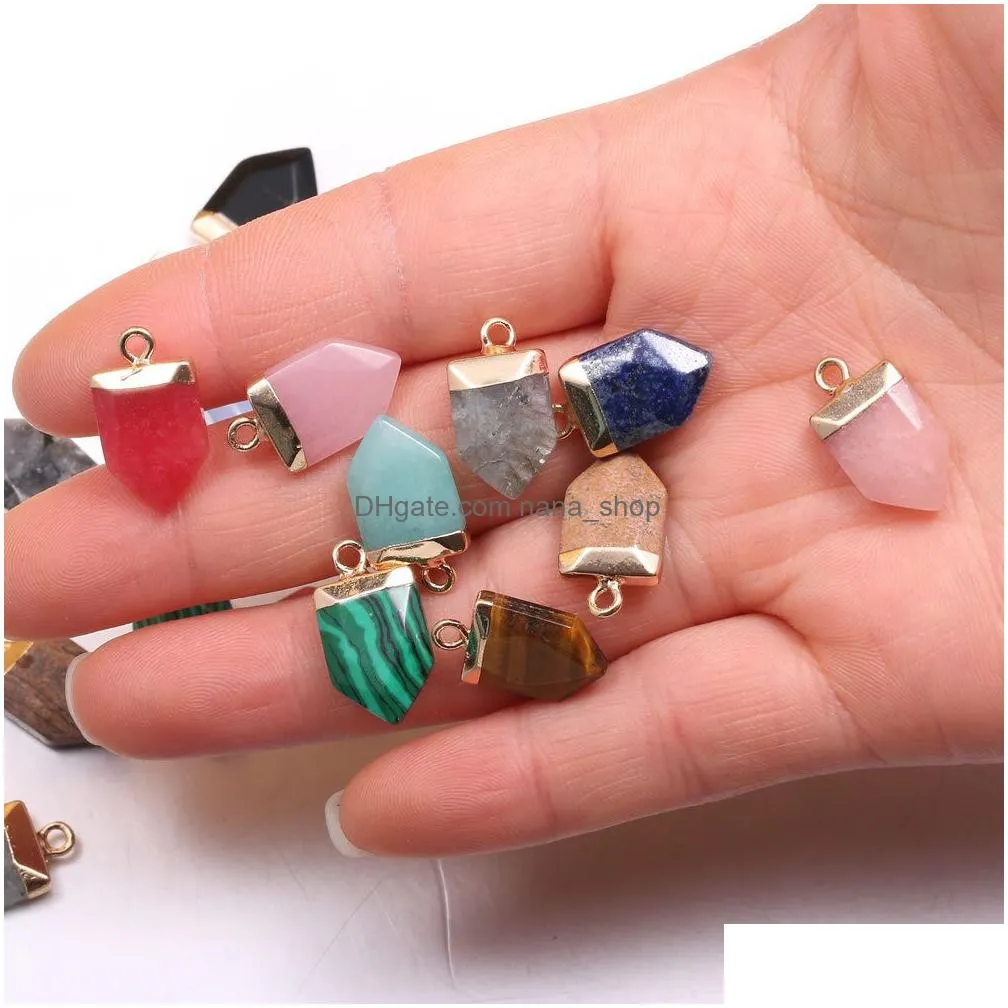 natural arrowhead cone semi-precious stone charms rose quartz healing reiki crystal pendant diy necklace earrings women fashion jewelry