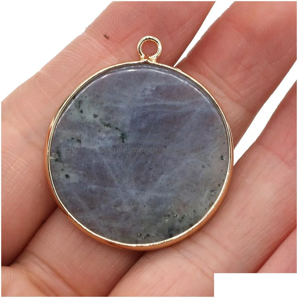 semi-precious labradorite picture stone charms reiki healing chakra rose quartz crystal pendant for necklace jewelry making 30x35mm