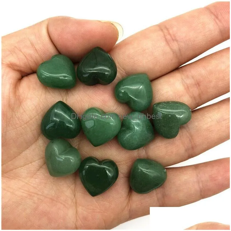 mini 15mm heart stone ornaments natural rose quartz turquoise stones decoration hand play handle pieces accessories