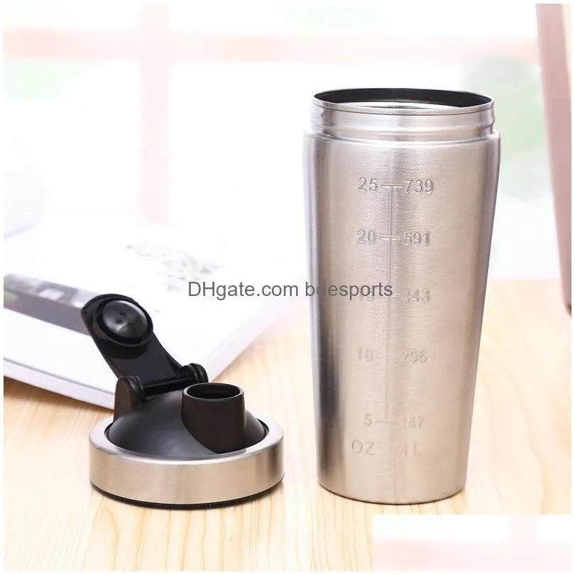 stainless steel shake cup single layer fitness protein powder mixing shaker cup non-insulation protein powder sport water bottle