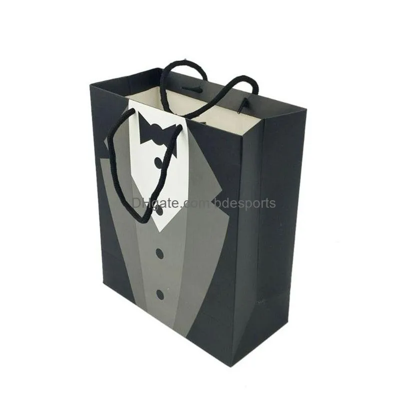 wedding tuxedo tote bags black white bridegroom tuxedo paper bag wedding birthday party groomsmen gift favor bags