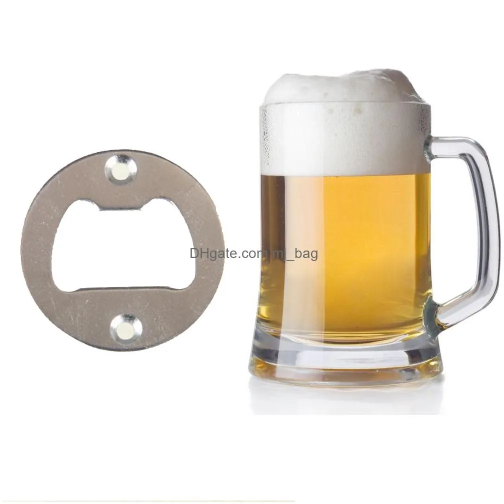 stainless steel bottle opener polished iron round 40mm diy wine beer opener inserts tools with screws for home kitchen bar party