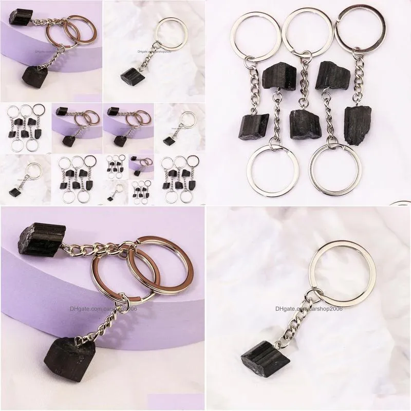 black irregular tourmaline keychain for women key rings on bag car jewelry party friends gift