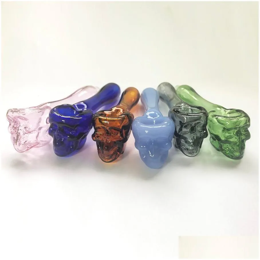 pyrex oil burner pipes spoon skull glass pipes hand pipe glass smoking pipes tobacco dry herb for silicone bong glass bubbler