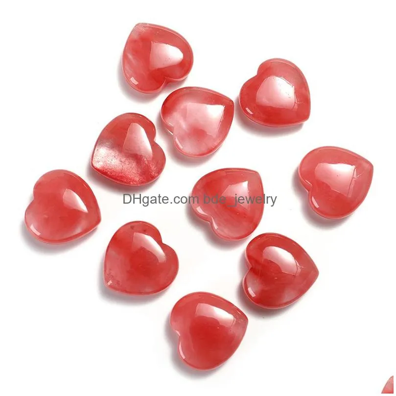 20mm natural pink rose quartz stone white crystal heart ornament chakra healing reiki beads for jewelry making diy gift decoration