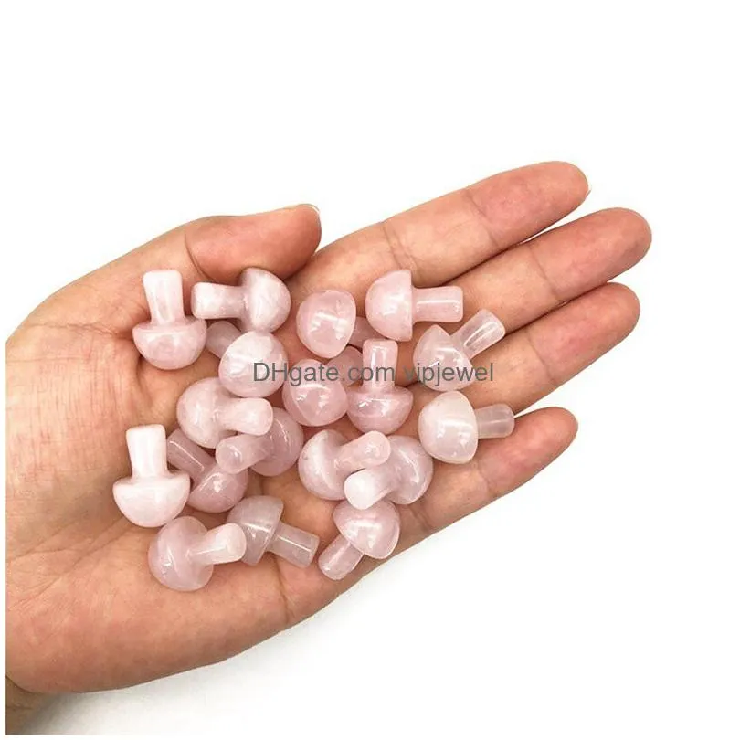 2cm cute rose quartz mini mushroom plant statue natural stone carving home decoration crystal polishing gem