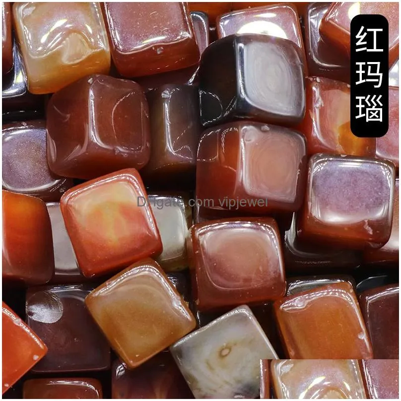 polished square block ornament reiki healing chakra natural stone bead palm quartz mineral crystal tumbled gemstones hand piece home decoration accessories