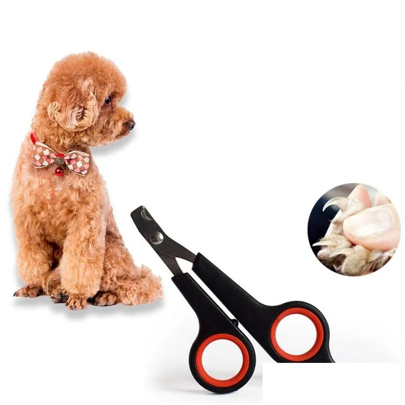 stainless steel pet nail clipper dog grooming supplies dogs cats nail scissors trimmer for pets health 10 color wholesale