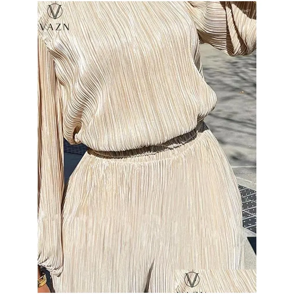 womens two piece pants 2022 fashion women street casual style sets long sleeve round neck top elastic pure color setswomens