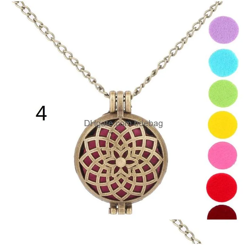 aroma diffuser necklace open lockets pendant perfume  oil locket necklace 70cm chain with felt pads