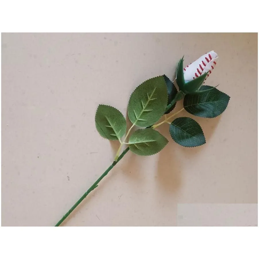 2021 collectable baseball leather roses yellow red stitching seam softball graduation gift rose flower connectors