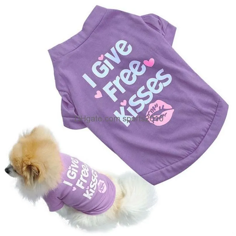 dog apparel puppy summer t-shirt i give kisses printed cotton vest small dogs cat chihuahua outfit