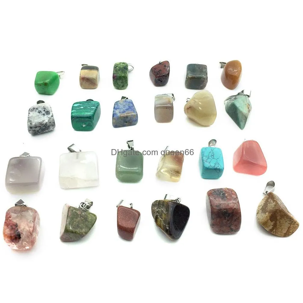 natural stone charms irregular shape beads pendant rose quartz healing reiki crystal finding for diy necklaces women fashion jewelry