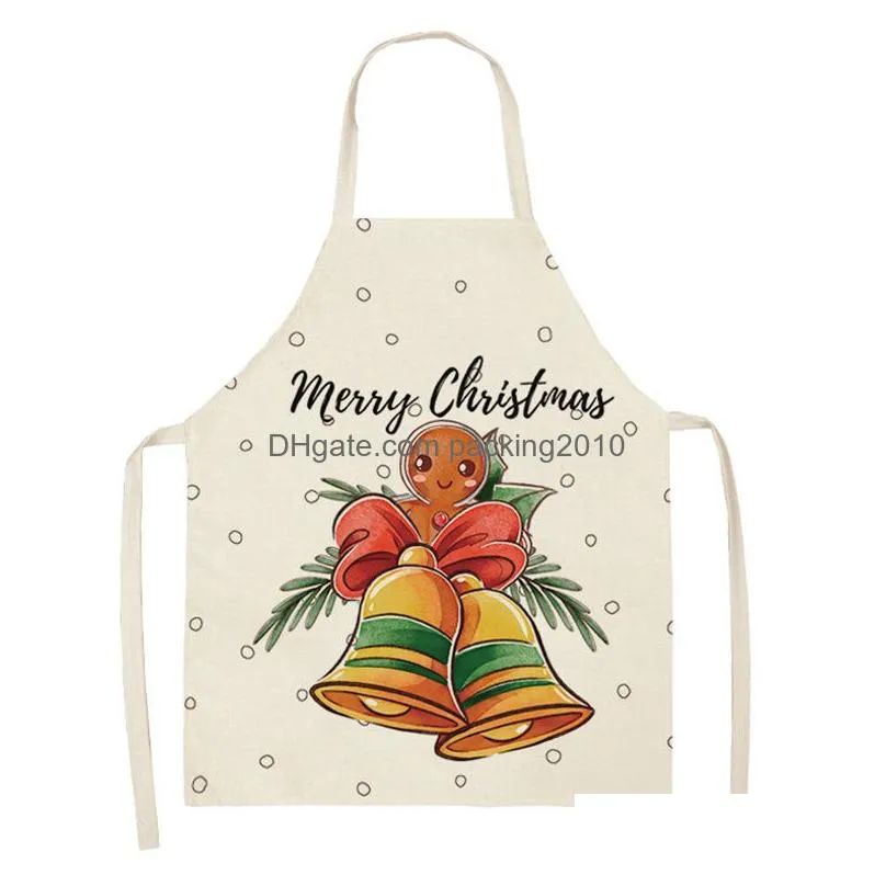 christmas aprons adjustable kitchen women chef cooking santa claus tree snowflake style baking grilling aprons 68x55cm