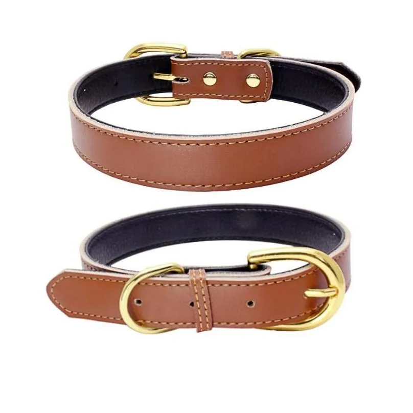 gold pin buckle dog collars with adjustable buckles fashion leather dogs collars neck decoration pet supplies accessories