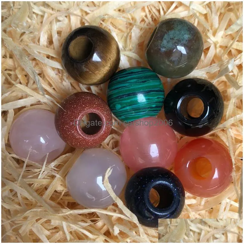 16mm natural stone crystal beads 5mm big hole charms pendants shape for necklace jewelry making diy gift women