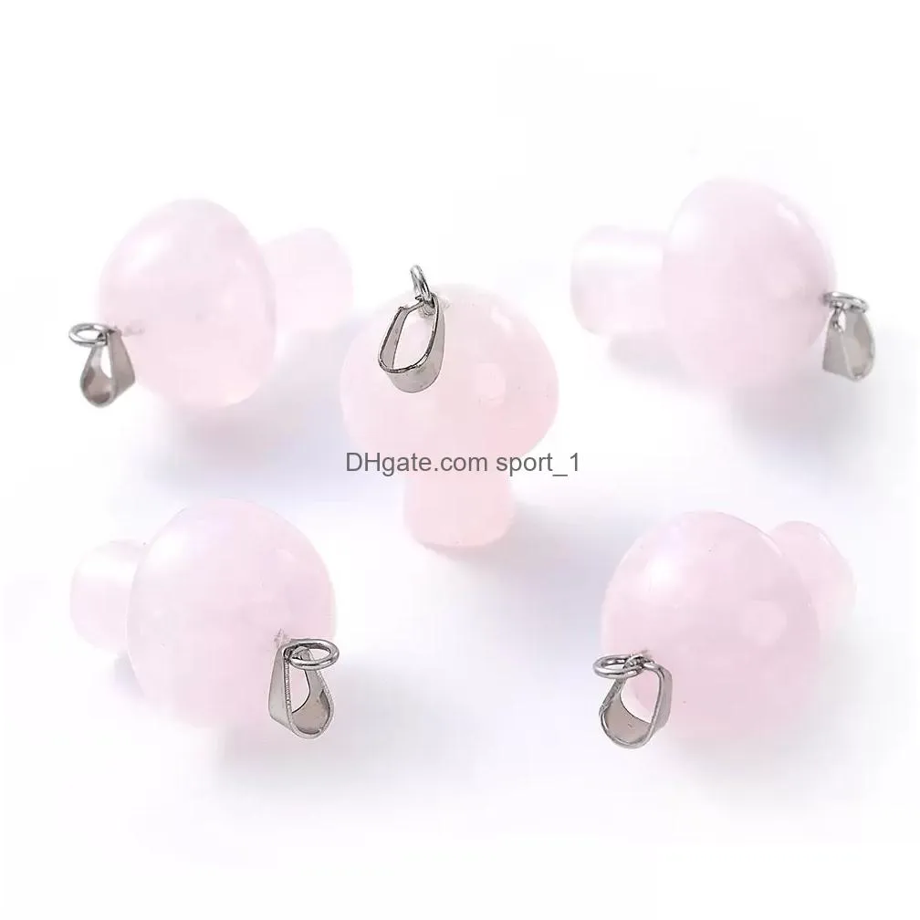 2cm mushroom statue natural crystal stone carving charms reiki healing gem pendant for women jewelry making