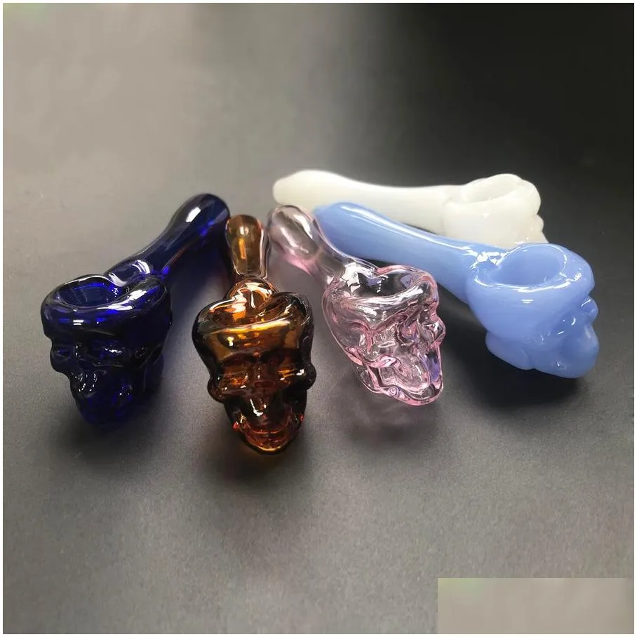 pyrex oil burner pipes spoon skull glass pipes hand pipe glass smoking pipes tobacco dry herb for silicone bong glass bubbler