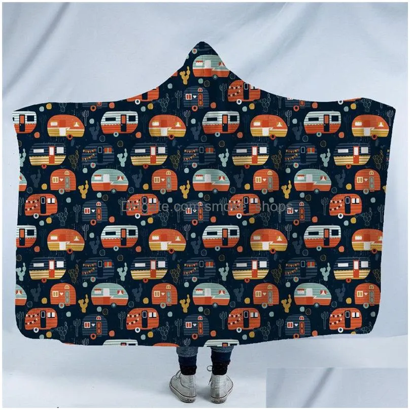 kids hooded blankets soft warm camping car throw blanket with hood soft warm sherpa fleece blankets 130x150cm
