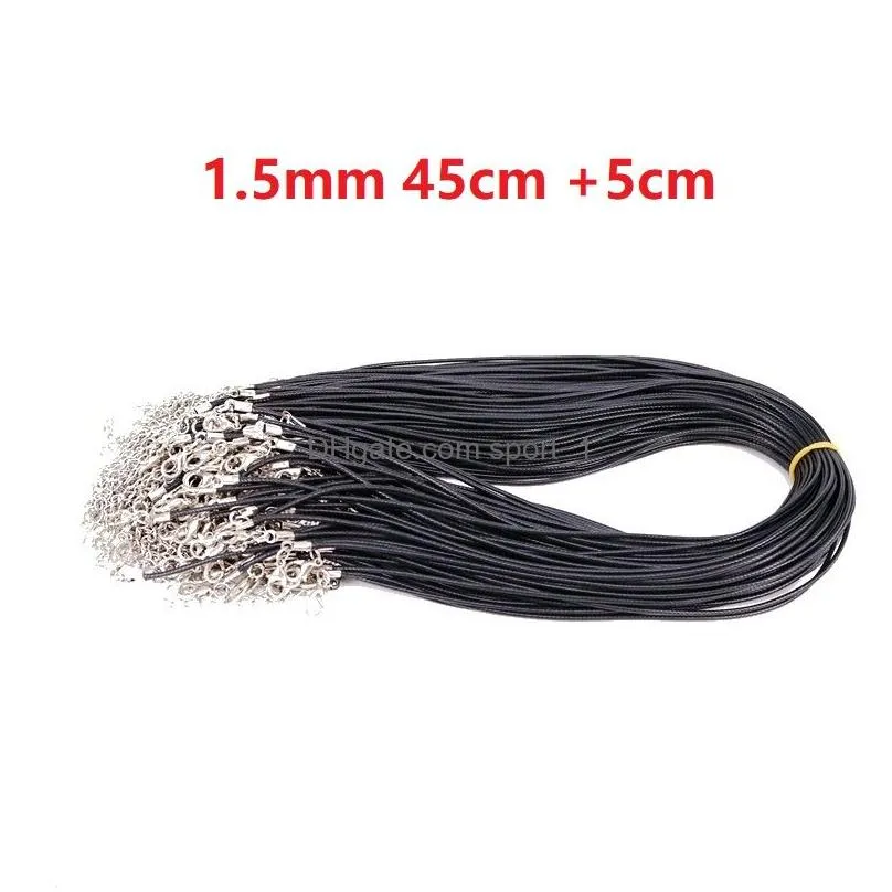 black wax rope lobster clasp chains stainless steel silver link chain women men necklace for diy necklace jewelry making