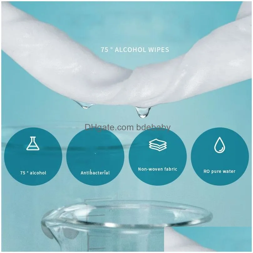 75% alcohol wipes 200x150mm antibacterial wet wipe home office antiseptic alcohol wipes 50pcs/pack