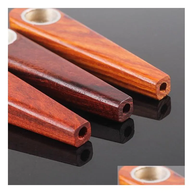 wood hand smoking wooden cigarette pipes cigar tobacco herbal filter pipe metal bowl accessories tool tube oil rigs