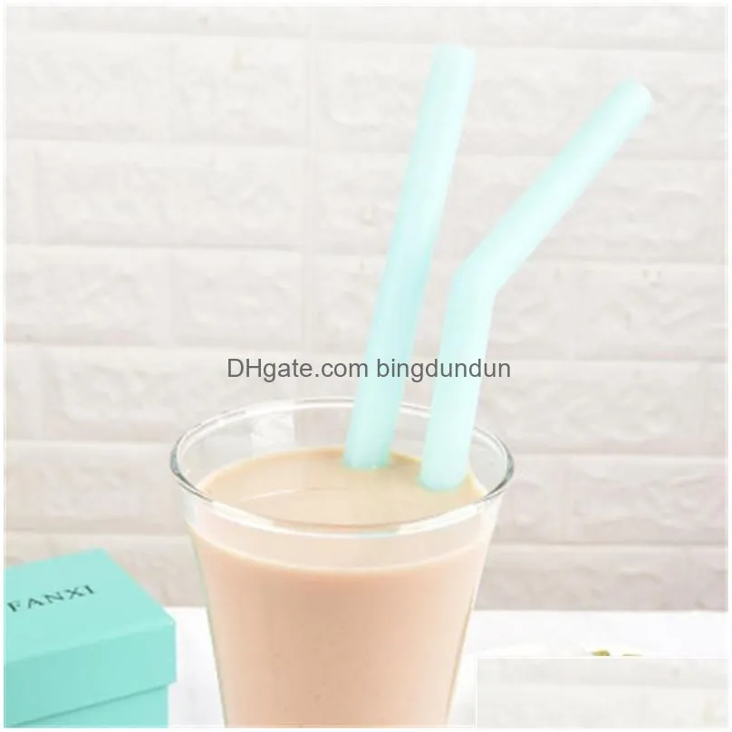 silicone straw set thick thin food grade reusable silicone straw milk juice bubble tea silicone drinking straws set