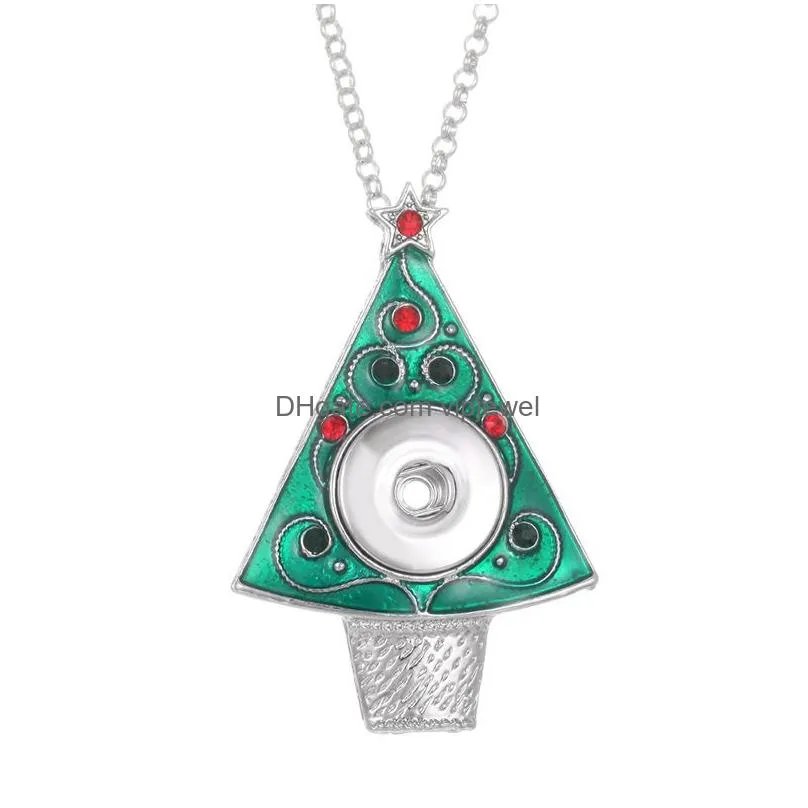 christmas series tree snowman snap button pendant necklace fit 18mm snaps buttons jewelry snaps necklaces for women mom gift noo3