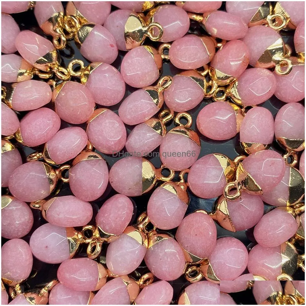 oval colorful crystal stone charms pendant for jewelry making chakra reiki healing green aventurine pendants wholesale 8x14mm