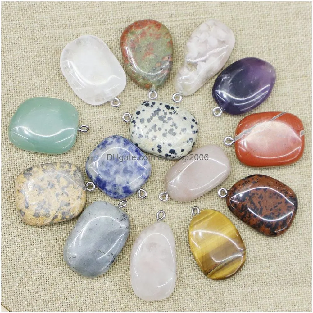 chakra natural stone trendy assorted charms mixed irregular agate crystal shape pendants diy necklaces jewelry making wholesale