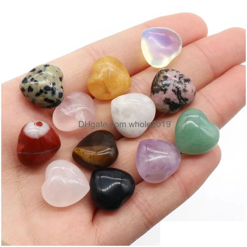 15mm heart ornaments natural rose quartz turquoise stone naked stones decoration hand play handle pieces accessories
