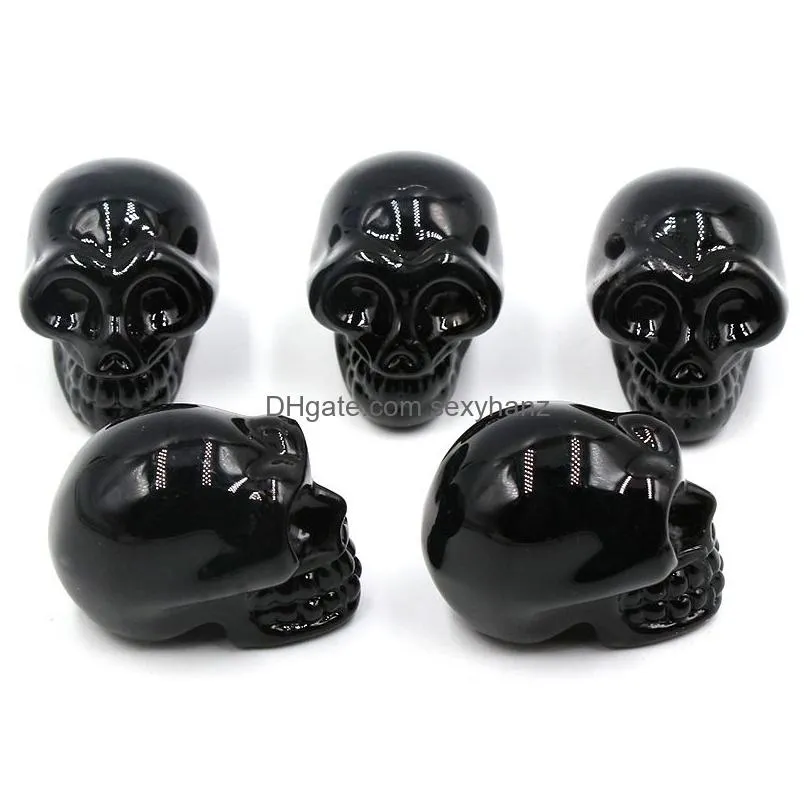 crystal glass skull carved electroplating crafts stone ornaments skeleton shape hand piece home decoration accessories gift 18x24mm