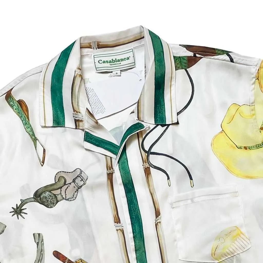 Casa Designer Fashion Clothing Shirts Tracksuits High Quality Casablanca Racecourse Jewelry Handbag Printed Men`s Women`s Loose Versatile Silk Short Sleeve Shirt