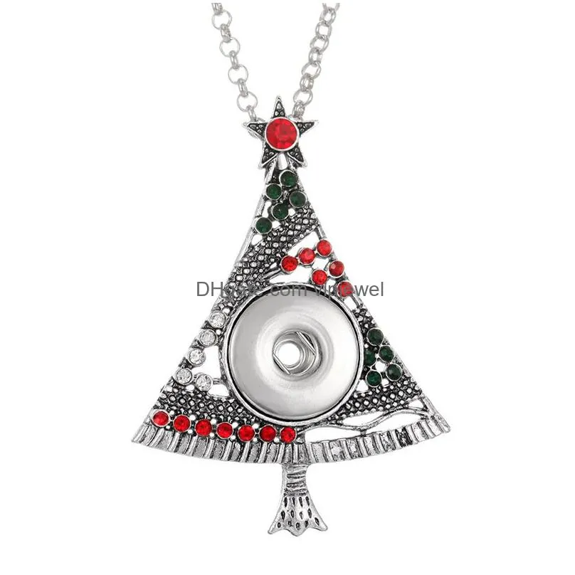 christmas series tree snowman snap button pendant necklace fit 18mm snaps buttons jewelry snaps necklaces for women mom gift noo3