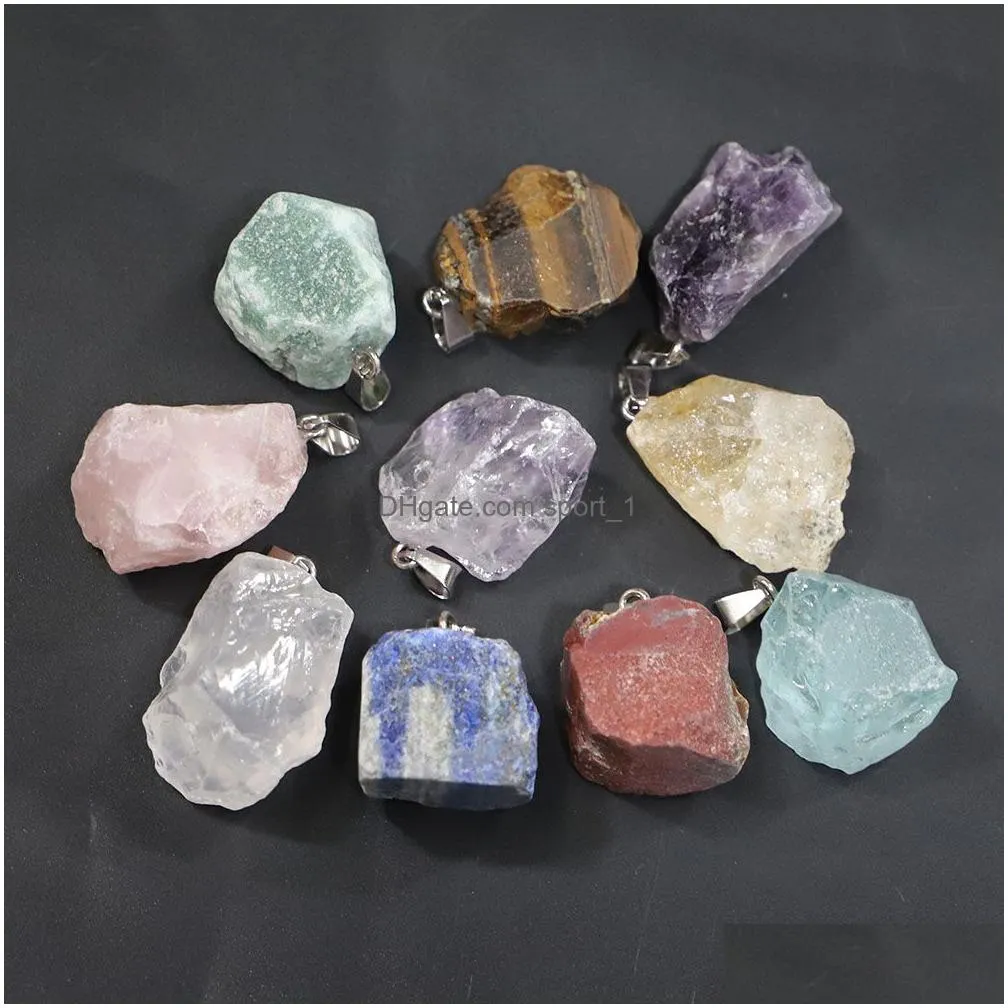 natural stone raw ore charms quartz druzy crystal reiki irregular rough pendant diy fashion jewelry making accessories