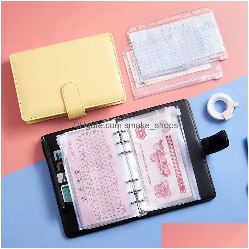 a6 notepads binder cover with 8pcs pvc binder pockets and 12pcs expense budget sheets for money receipts budgeting organizer