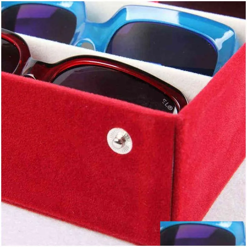 8 grid sunglass glasses storage case eyeglasses display glasswear box tidy tool box jewelry container case organizer with button