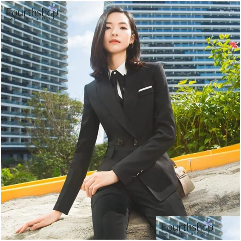 two piece dress office lady black skirt suits women 2 set business uniforms formal work wear spring blazer female clothing