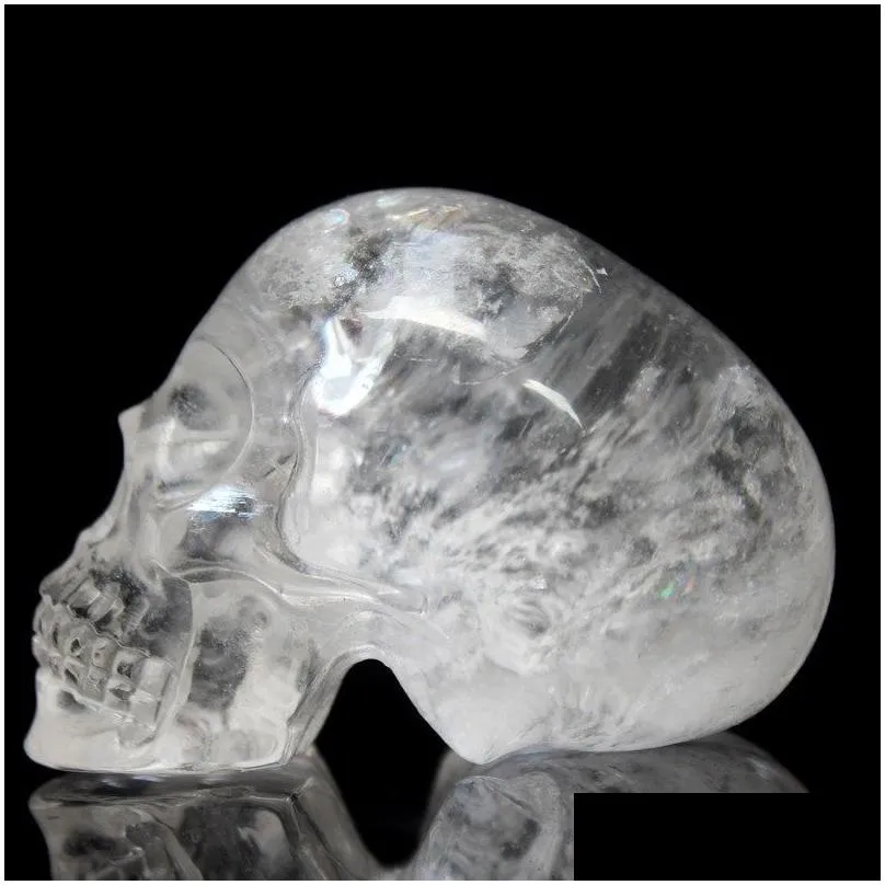 hand carved natural transparent crystal skull crystal gemstone human alien head for healing reiki halloween gifts